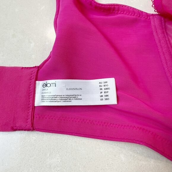 NWOT Elomi Zarla Stretch Banded Bra Embroidered Lace Love Potion Pink 38O - Picture 5 of 5